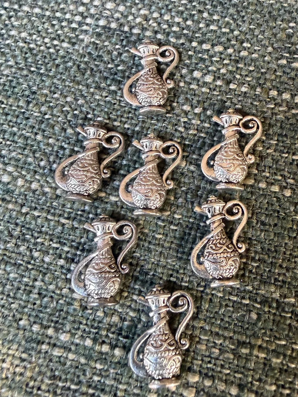 Antique-Style Silver Pitcher Charms – Set of 7